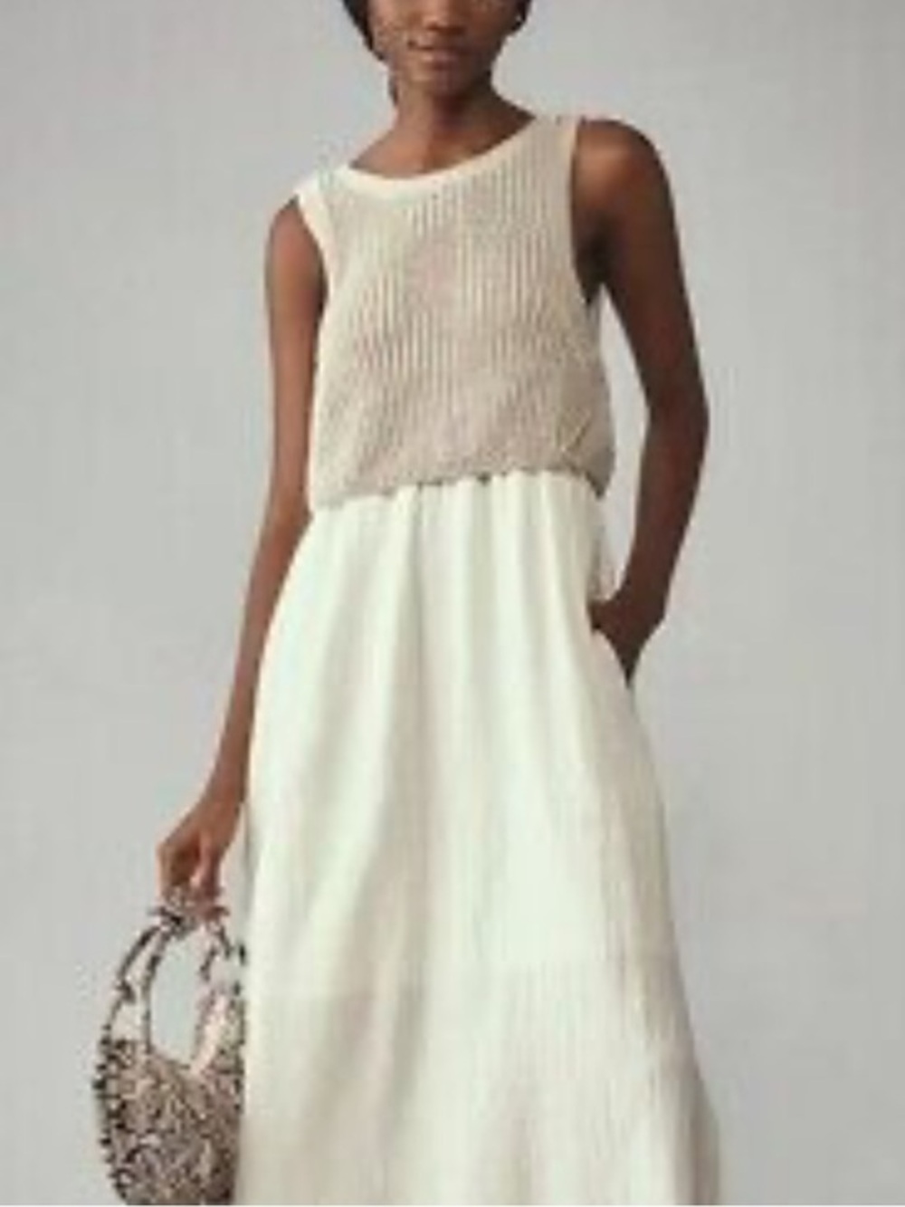 Anthropologie dress with cotton skirt and knit top medium
